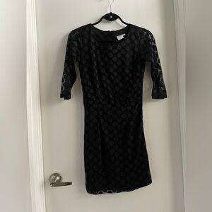 OXMO Elegant Black Polka Dot Dress